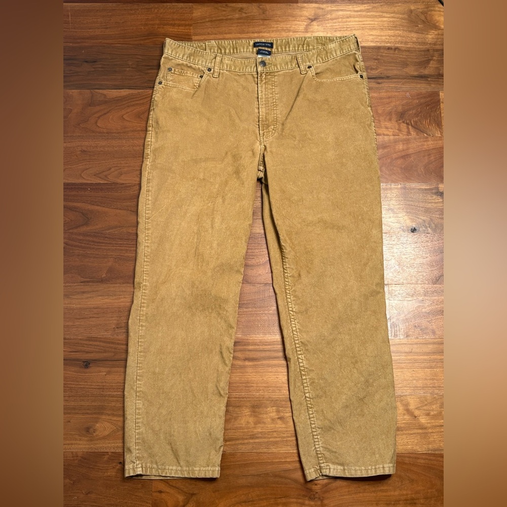 Lands End Camel Corduroy Straight Leg Pants